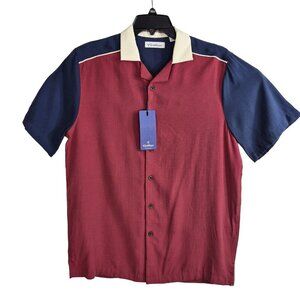 Roundtree & Yorke Caribbean Men's Size M Button Up Short Sleeve Shirt Blue 41